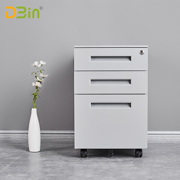 SB-X007 W390三抽銀色隱藏扣手活動(dòng)柜