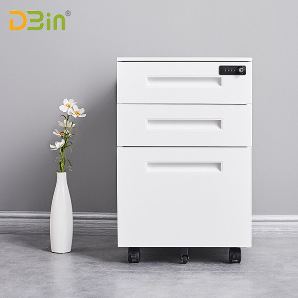 SB-X013 W390三抽白色隱藏扣手活動(dòng)柜（機(jī)械密碼鎖）