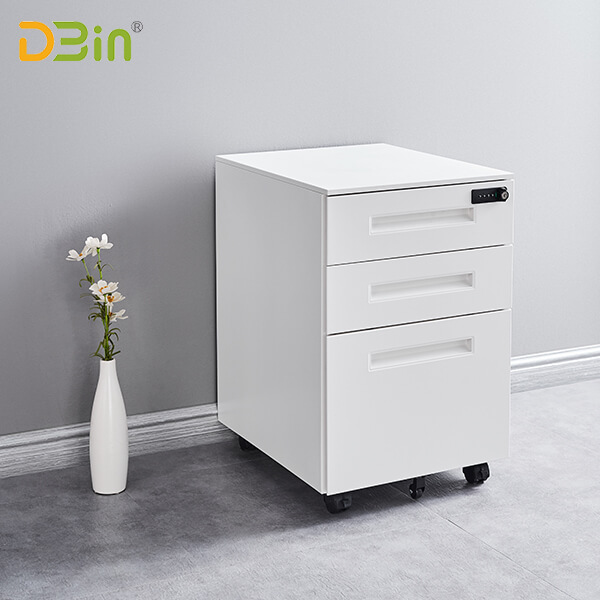 SB-X013 W390三抽白色隱藏扣手活動(dòng)柜（機(jī)械密碼鎖）